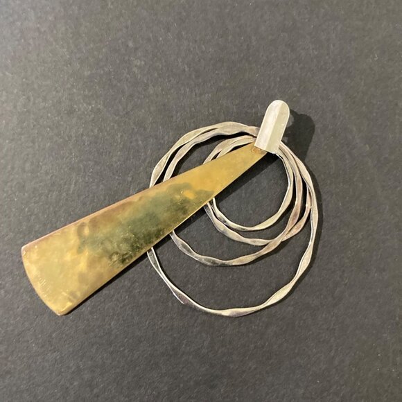 Robert Lee Morris Modernist Mixed Metal Pendant Sterling Silver and Brass - RLM - Picture 2 of 6